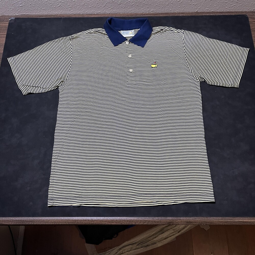 Masters Polo Shirt Augusta National Golf Shop Men Vintage ANGC 90s Polo Striped
